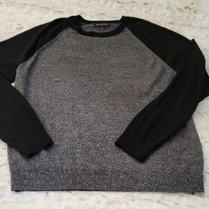 Banana Republic Sweater, Men's L Black, Gray Raglan Sleeve, Merino Wool Blend